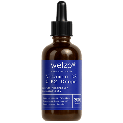 Welzo Ultra Purity Vitamin D3 + K2 MK-7 Liquid Drops