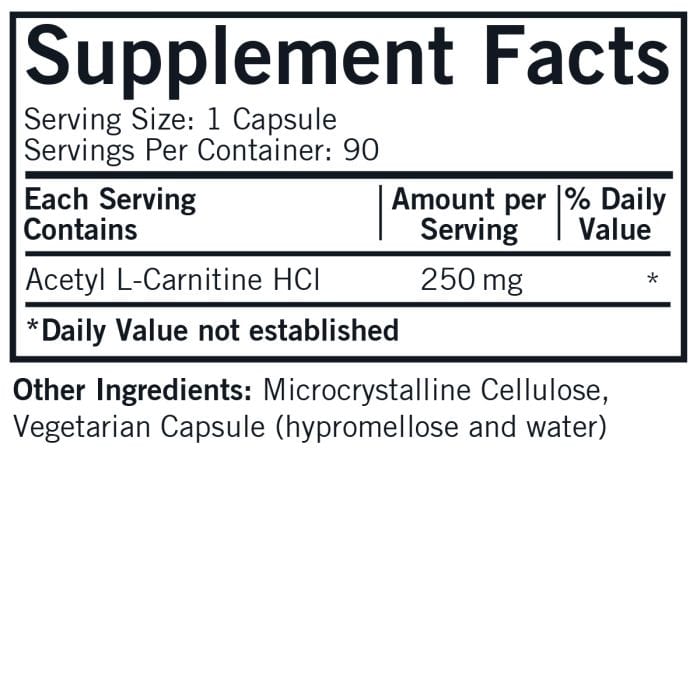 Acetyl L-Carnitine 250 mg - 90 Capsules - Kirkman Labs