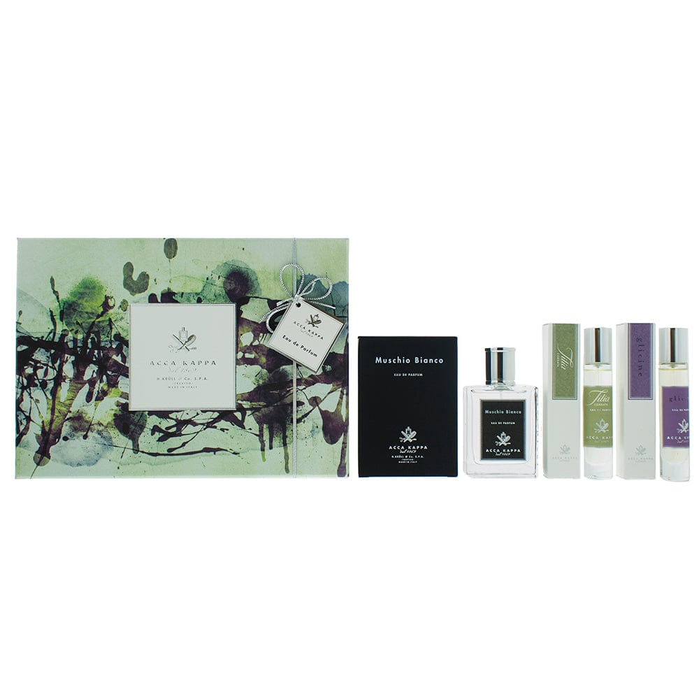 Acca Kappa Eau de Parfum Gift Set : Muschio Bianco 50ml - Tilia Cordata 15ml - Wisteria 15ml - Welzo