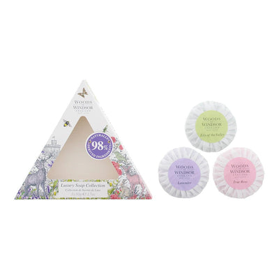 Woods Of Windsor 3 Piece Gift Set: True Rose Soap 50g - Lavender Soap 50g - Lily Of The Valley Soap 50g - Welzo