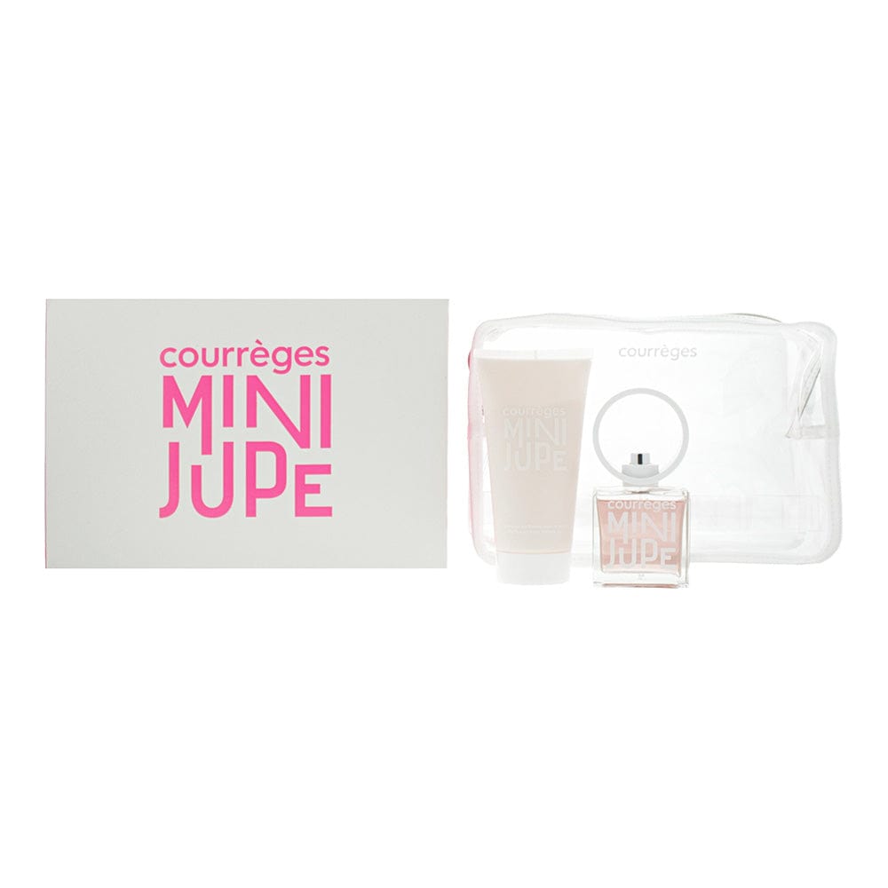 Courrèges Mini Jupe 3 Piece Gift Set: Eau De Parfum 50ml - Body Cream 150ml - Toiletry Bag - Welzo