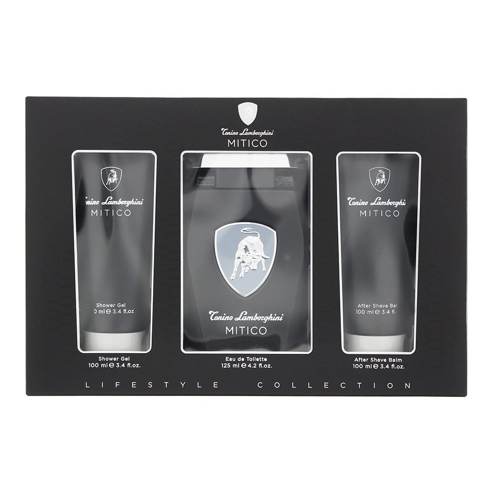 Tonino Lamborghini Mitico 3 Piece Gift Set: Eau De Toilette 125ml - Shower Gel 100ml - Aftershave Balm 100ml - Welzo