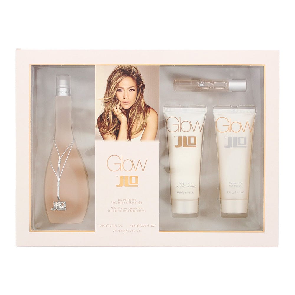 Jennifer Lopez Glow 4 Piece Gift Set: Eau De Toilette 100ml - Body Lotion 75ml - Shower Gel 75ml - Rollerball Eau De Toilette 7.5ml - Welzo