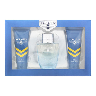 Top Gun Rivet 3 Piece Gift Set: Eau De Toilette 100ml - Hair & Body Wash 100ml - Aftershave Balm 100ml - Welzo