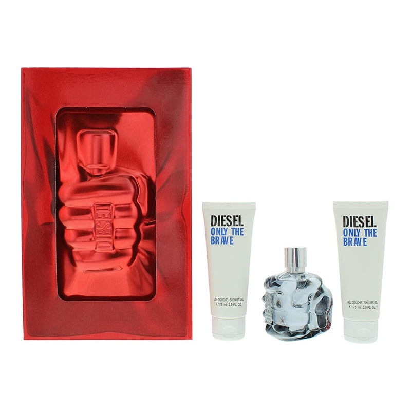 Diesel Only The Brave 3 Piece Gift Set: Eau de Toilette 75ml - 2 X Shower Gel 75ml - Welzo