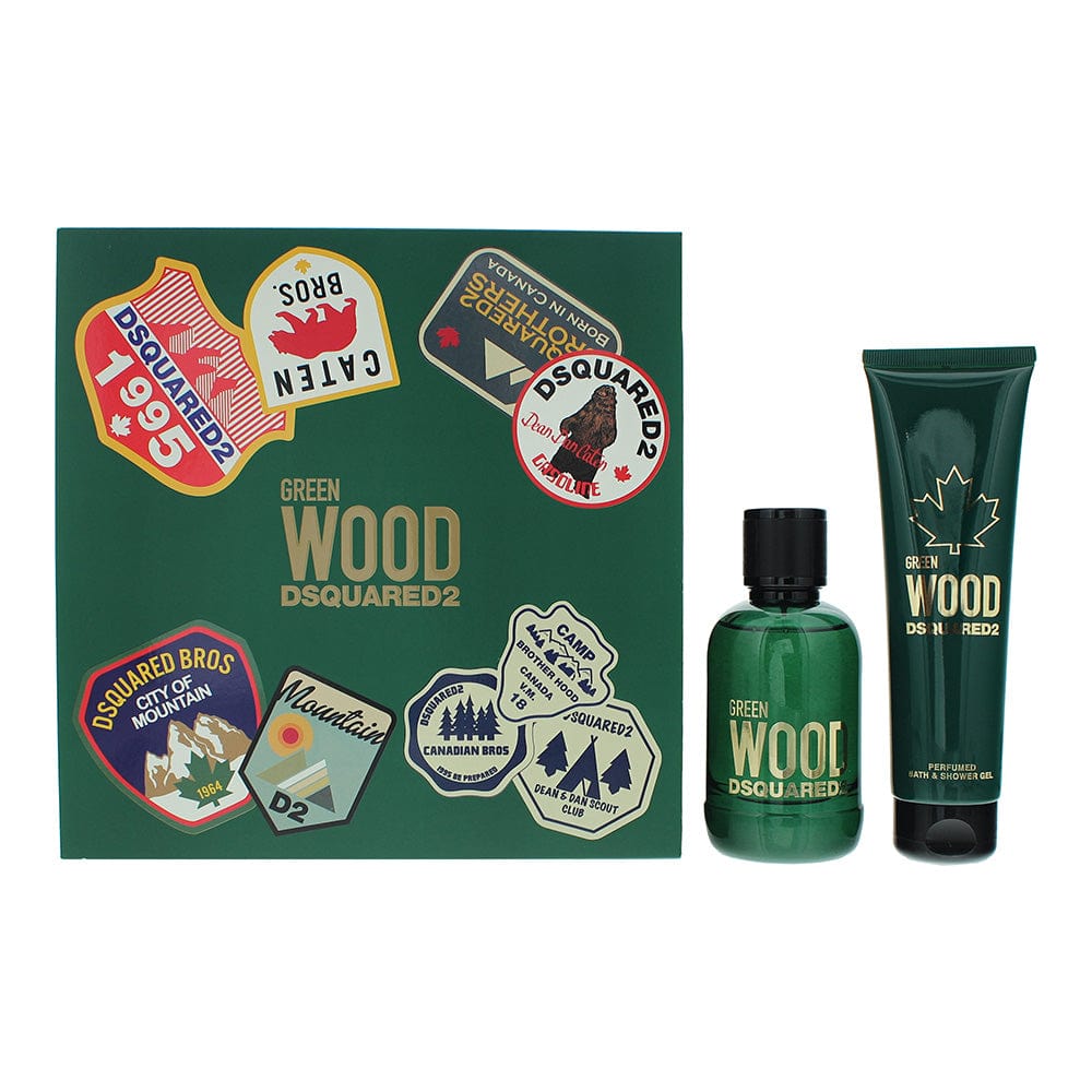 Dsquared2 Green Wood 2 Piece Gift Set: Eau de Toilette 100ml - Shower Gel 150ml - Welzo