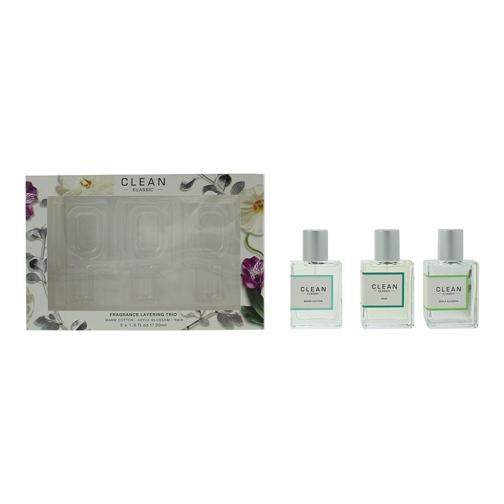 Clean Classic Piece Gift Set:Warm Cotton Eau de Parfum Apple Blossom30ml - Eau de Parfum 30ml - Rain Eau de Parfum 30ml - Welzo
