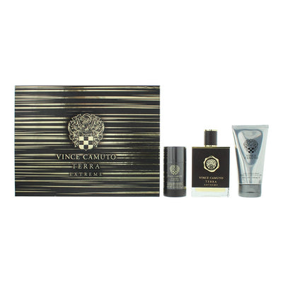 Vince Camuto Terra Extreme 3 Piece Gift Set: Eau de Toilette 100ml - Hair & Body Shower Gel 150ml - Deodorant Stick 75ml - Welzo
