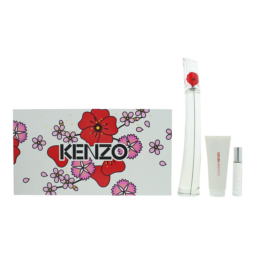 Kenzo Flower 3 Piece Gift Set: Eau de Parfum 100ml - Eau de Parfum 10ml - Body Lotion 75ml - Welzo