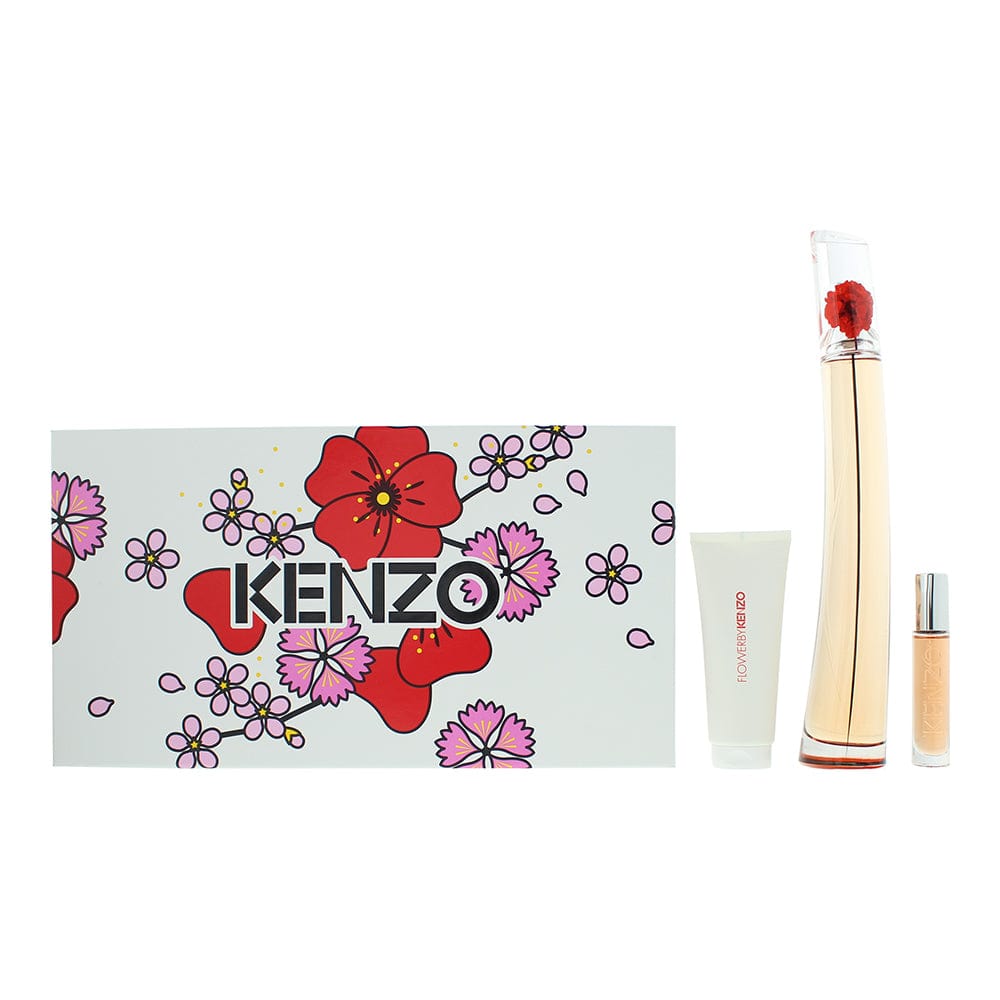 Kenzo Flower L'absolue 3 Piece Gift Set: Eau de Parfum 100ml - Eau de Parfum 10ml - Body Lotion 75ml - Welzo