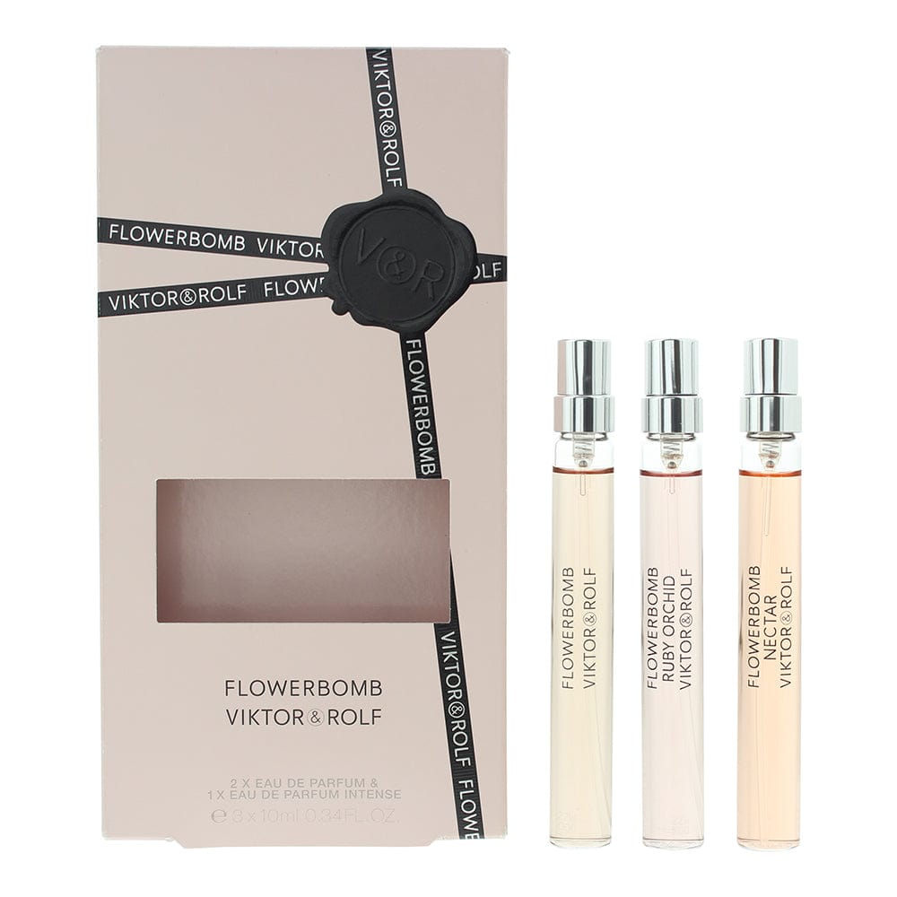 Viktor & Rolf Flowerbomb 3 Piece Gift Set: Eau De Parfum Ruby Orchid 10ml - Eau De Parfum Nectar 10ml - Eau De Parfum 10ml - Welzo