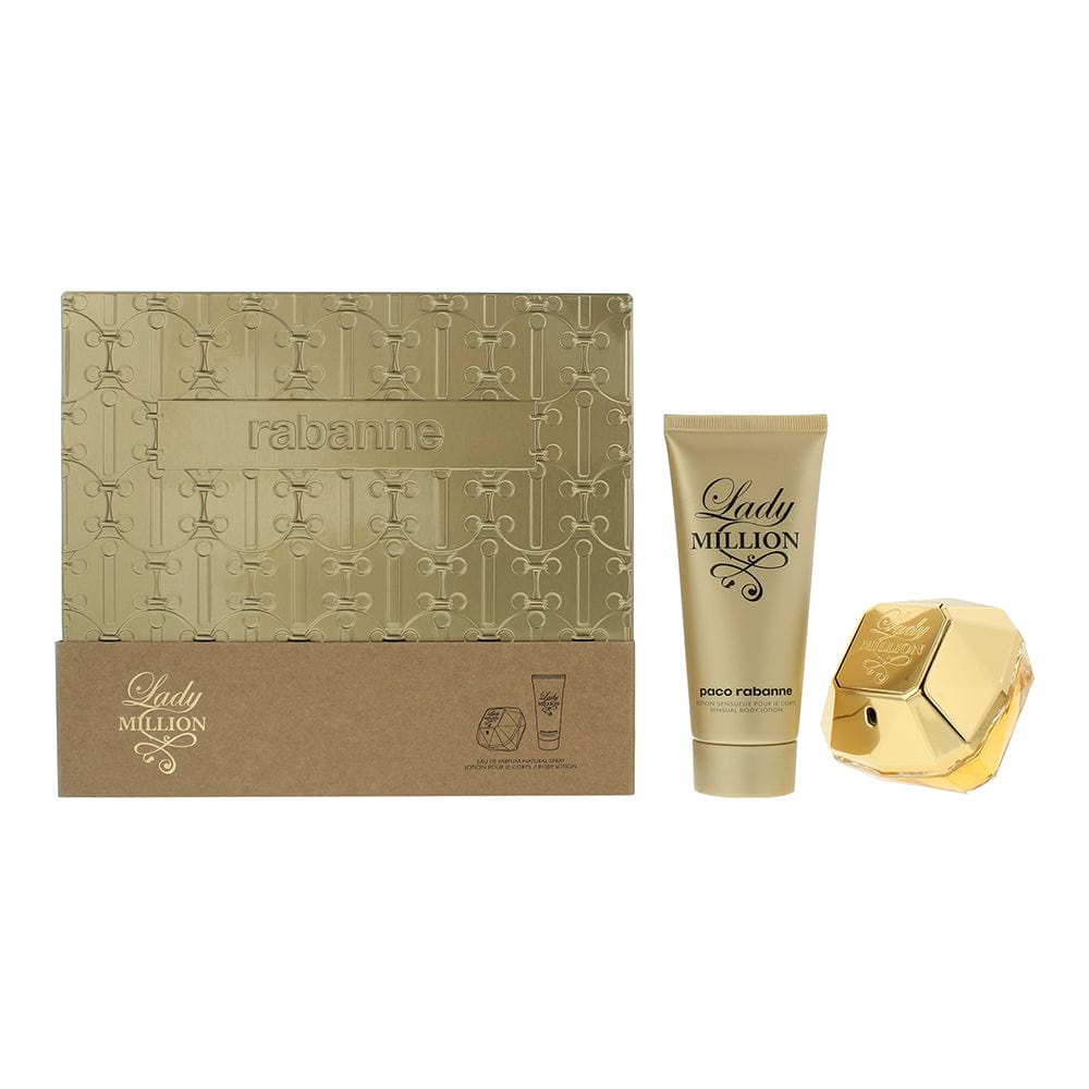 Paco Rabanne Lady Million 2 Piece Gift Set: Eau de Parfum 80ml - Body Lotion 100ml - Welzo