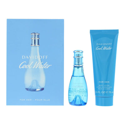 Davidoff Cool Water For Her 2 Piece Gift Set: Eau de Toilette 30ml - Body Lotion 75ml - Welzo