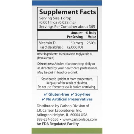 Carlson Labs Super Daily D3 365 σταγόνες 10.3ml