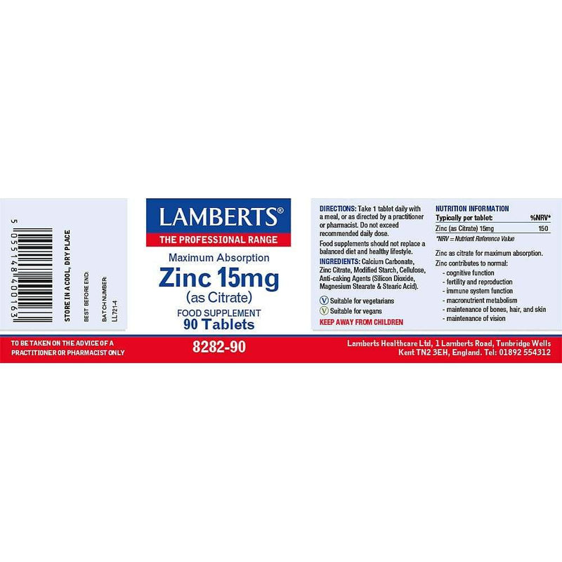 Cink 15 mg- (kao citrat) 90 kartica - lamberts