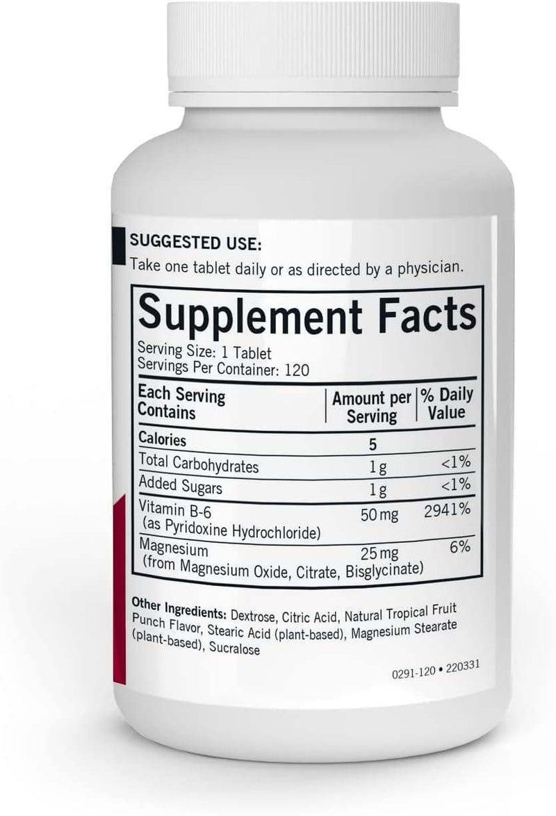 Kauwbare vitamine B6 met magnesium, 120 kauwtabletten - Kirkman Labs