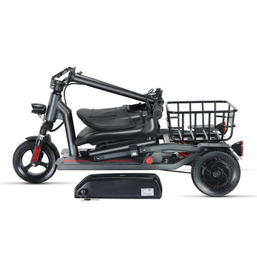 Welzo Triglide Foldable 3 Wheel Mobility Scooter - Scooter électrique portable léger, batterie au lithium, plage de 18 km / h 30 km