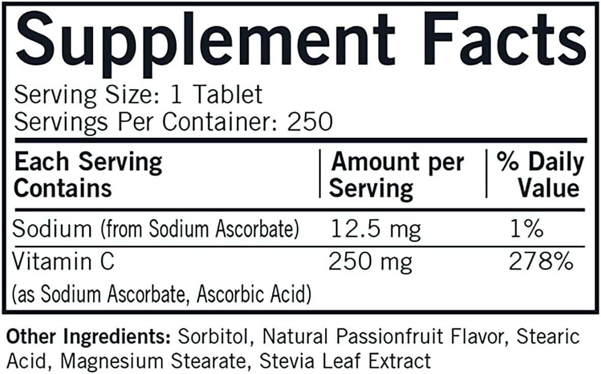 Witamina C 250 mg, 250 tabletek do żucia - Kirkman Laboratories