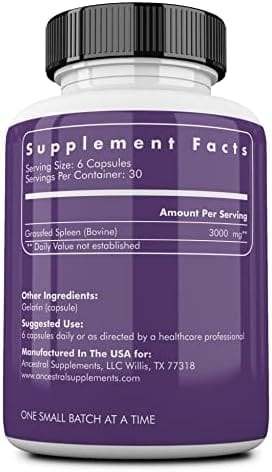 Grass Fed Beef Spleen, 180 Capsules - Ancestral Supplements