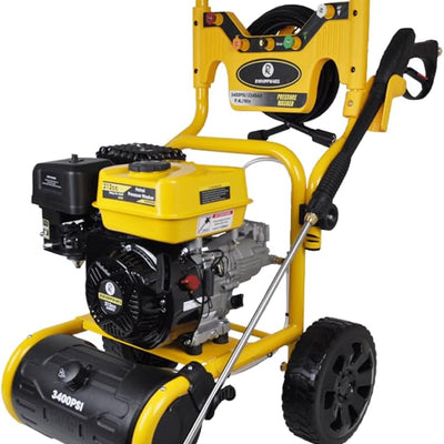 Petrol Pressure Washer 3400 PSI – 5 Nozzles, 9.4L/Min Jet Wash with Detergent Tank, Spray Gun & Lance for Cars, Vans, Patios & Driveways