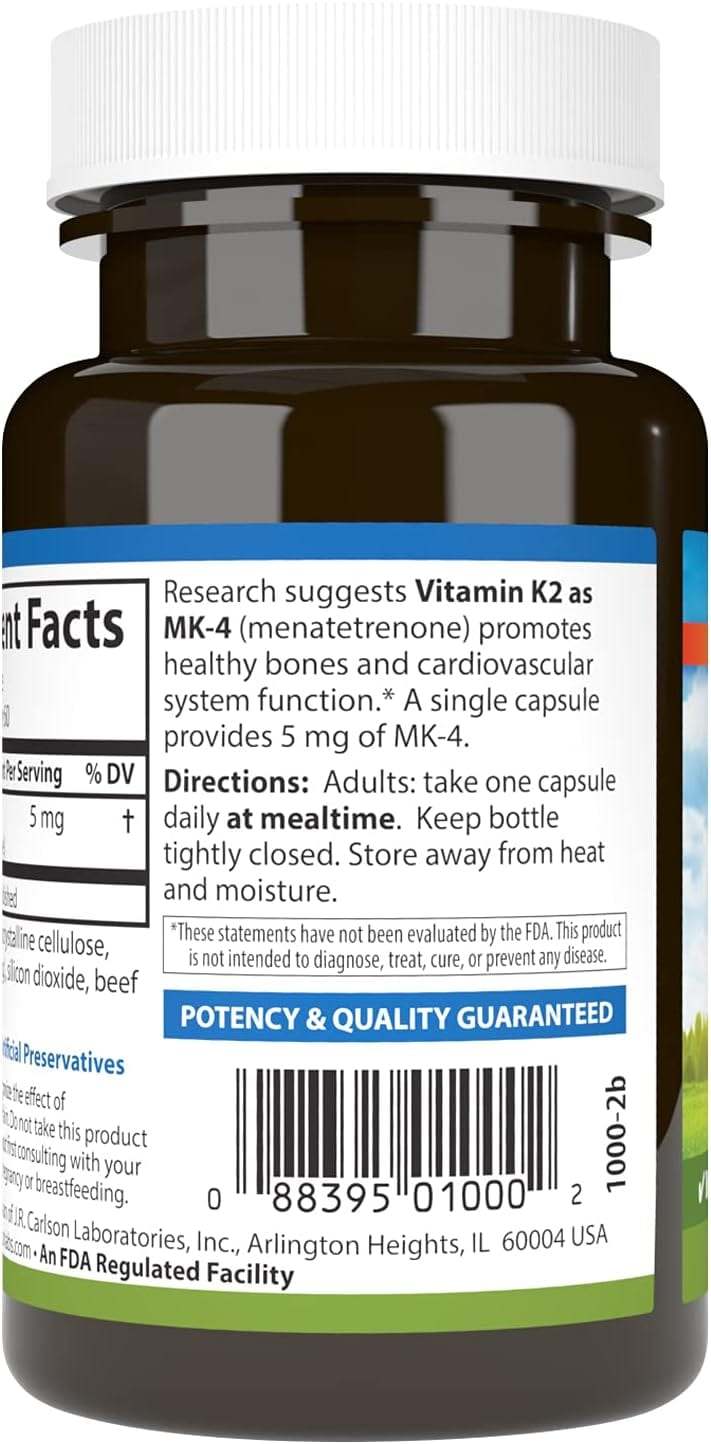 Vitamina K2 - 5 mg - 60 cápsulas - Carlson Labs