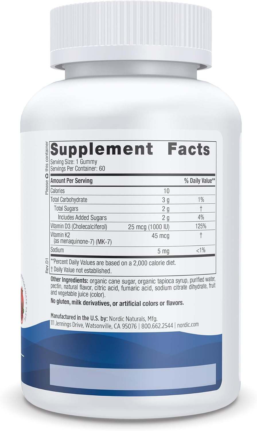Witamina D3 + K2 Gummy (granat) 60 Żelości - Norald Naturals
