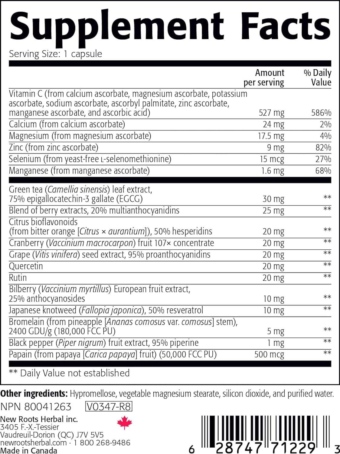Vitamine C Plus (60 comprimés) - Nouvelles racines à base de plantes