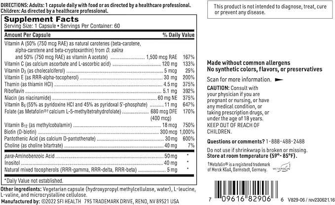 Multi -Vitamin -Komplex, 60 Kapseln - Klaire Labs (SFI Health)