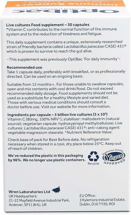 Immune Support Probiotics, 30 capsules - OptiBac