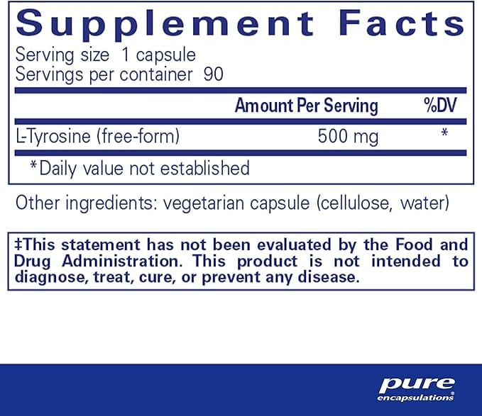 L-Tyrosine 500 mg 90 caps - Pure Encapsulations