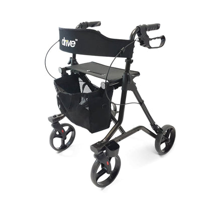 Torro Lightweight Folding Rollator with Seat – 8” Wheels, Lockable Brakes, Adjustable Handles