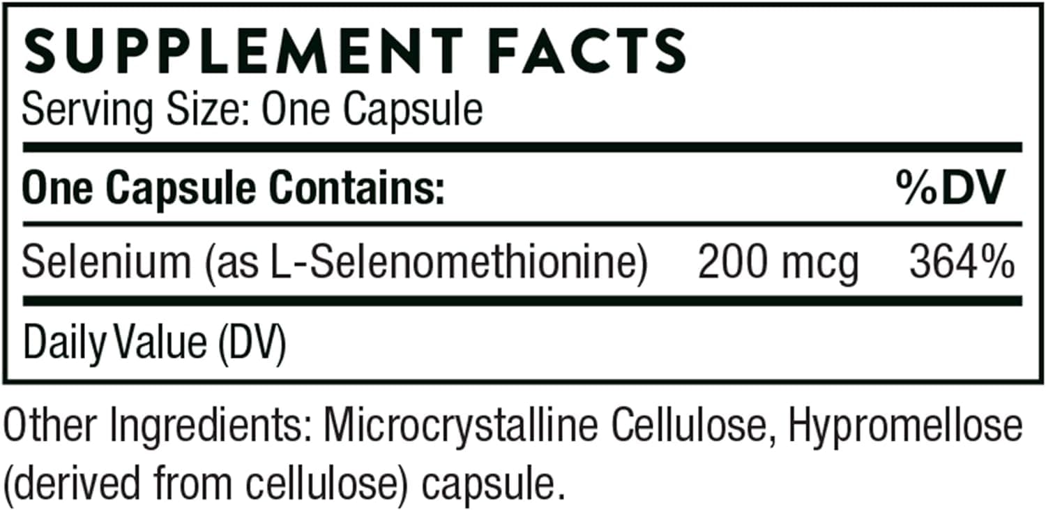 Sélénium (sélénométhionine) 60 Caps végétariens - Recherche Thorne