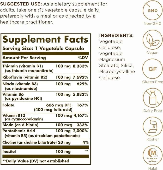 B -Complex 100 вегетационни капачки - Солгар