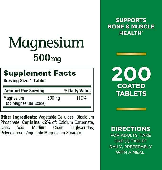 Magnez, 500 mg, 200 tabletek - Nature's Bounty