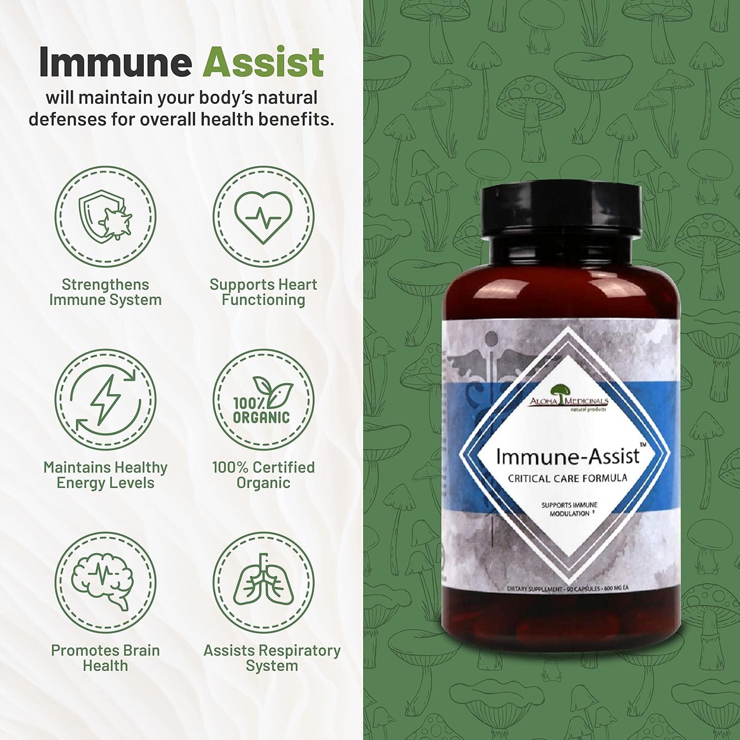 Immune Assist (Critical care formula) 600mg, 90 capsules - Aloha