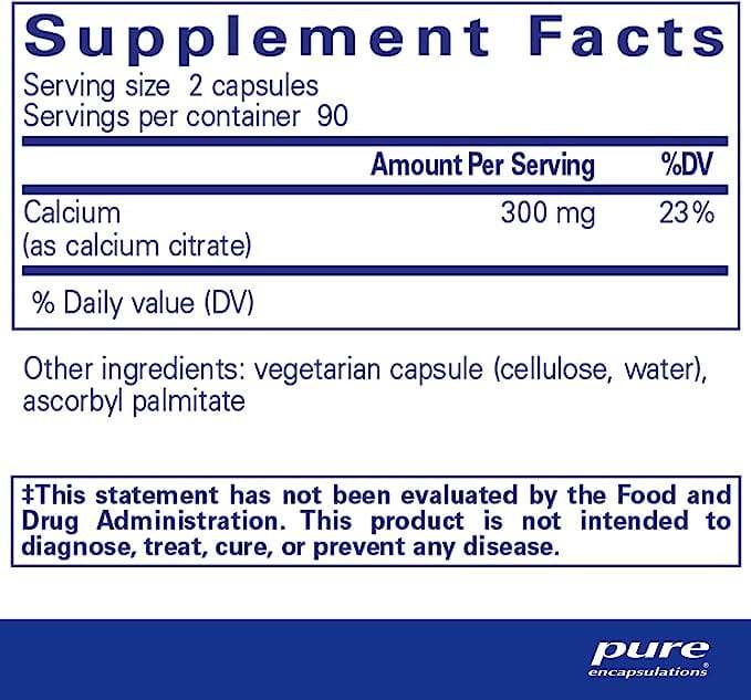 Calcium Citrate 150mg 180 veg caps - Pure Encapsulations