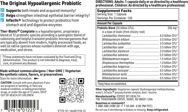 Ther -Biotic Complete, 120 Capsules - Klaire Labs (SFI Health)