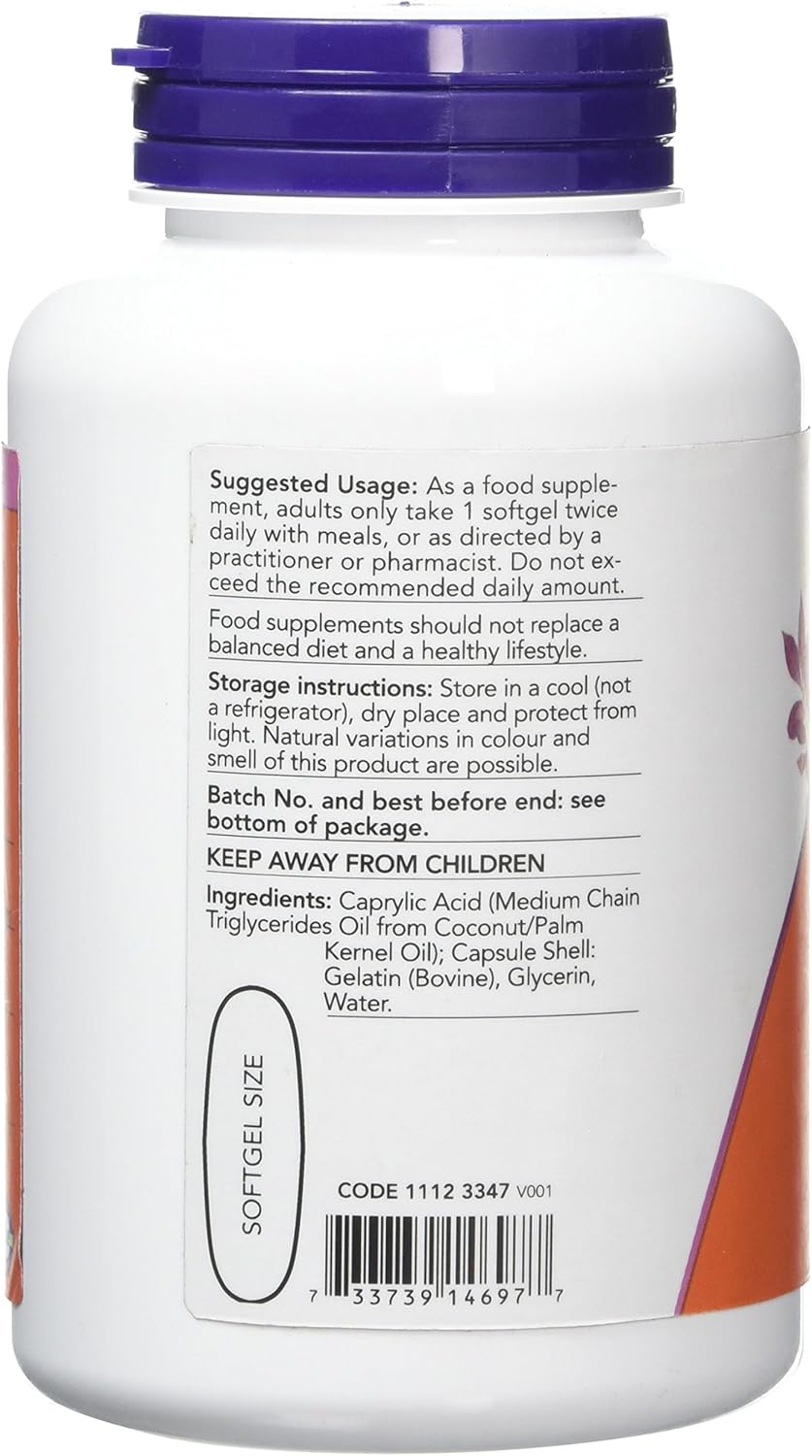 NOW Foods Caprylic Acid, 600mg - 100 softgels