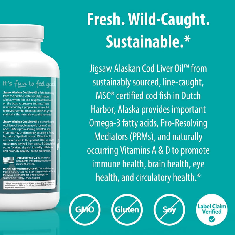 Alaskan Cod Liver Oil (CLO) - 180 softgels - Jigsaw Health