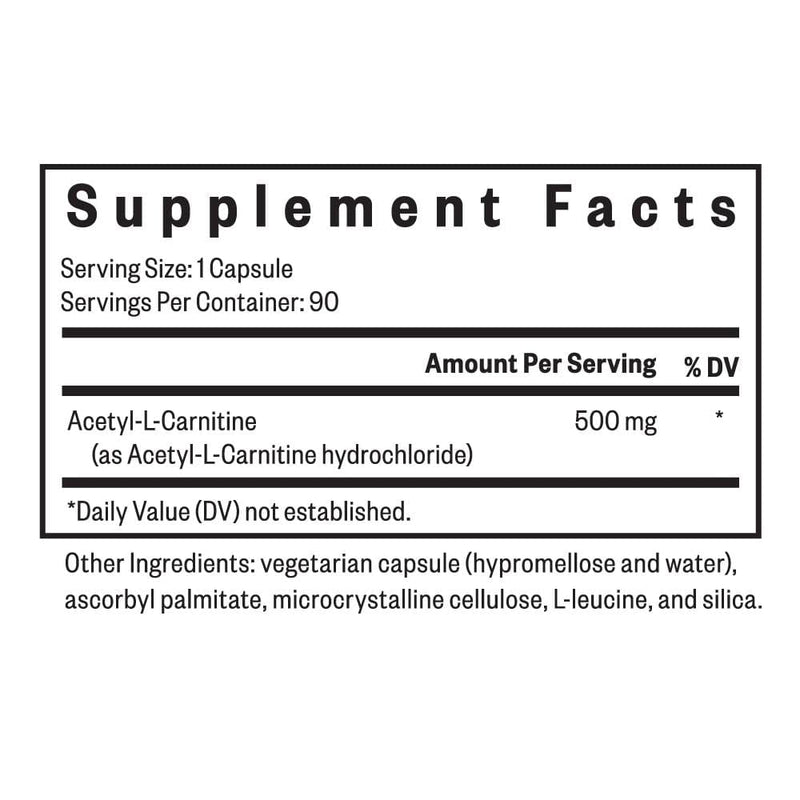 Acetyl-L-Carnitine, 500 mg, 90 veg caps - Seeking Health