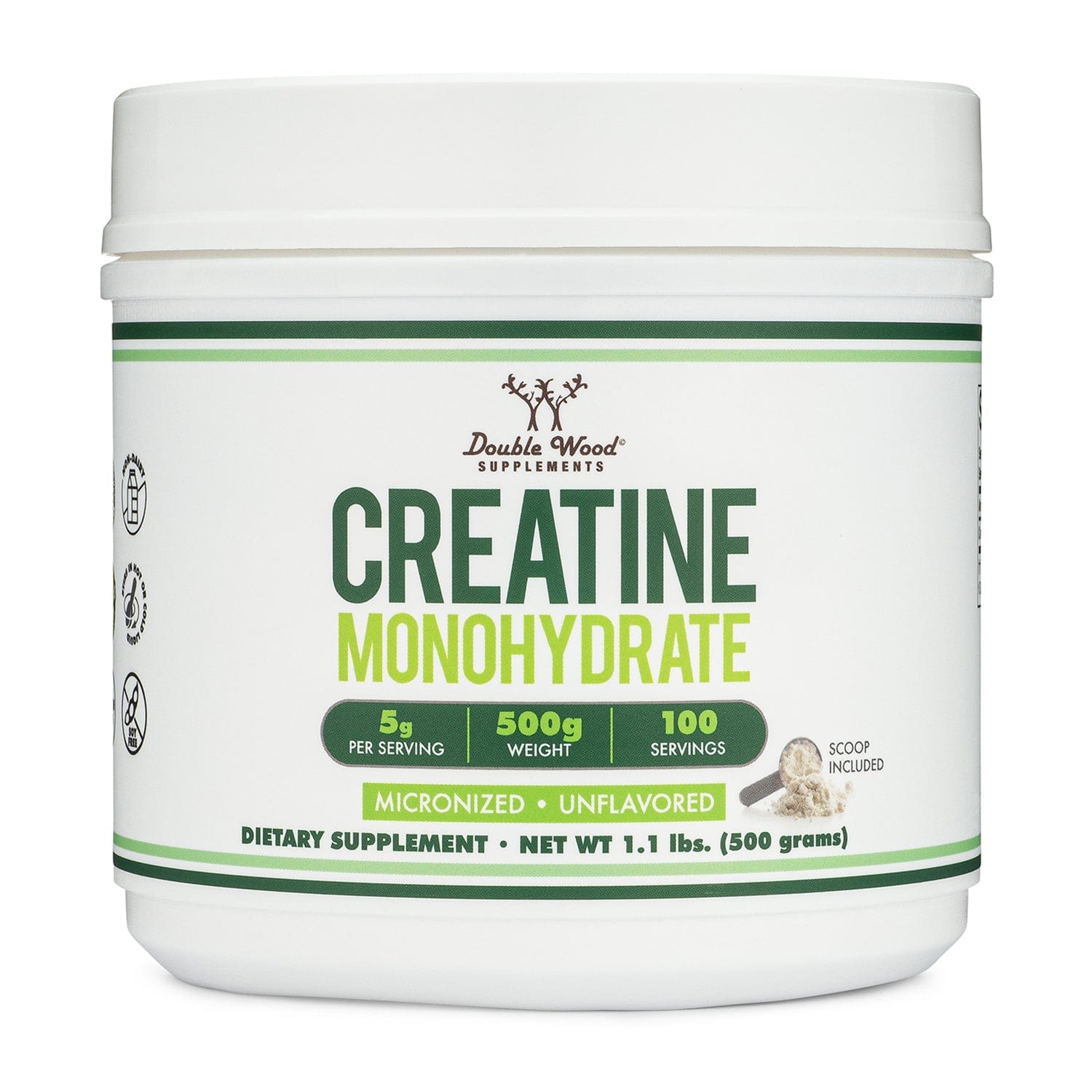 Double Wood Creatine Monohydrate Powder - 100 x 5 gram servings - Welzo