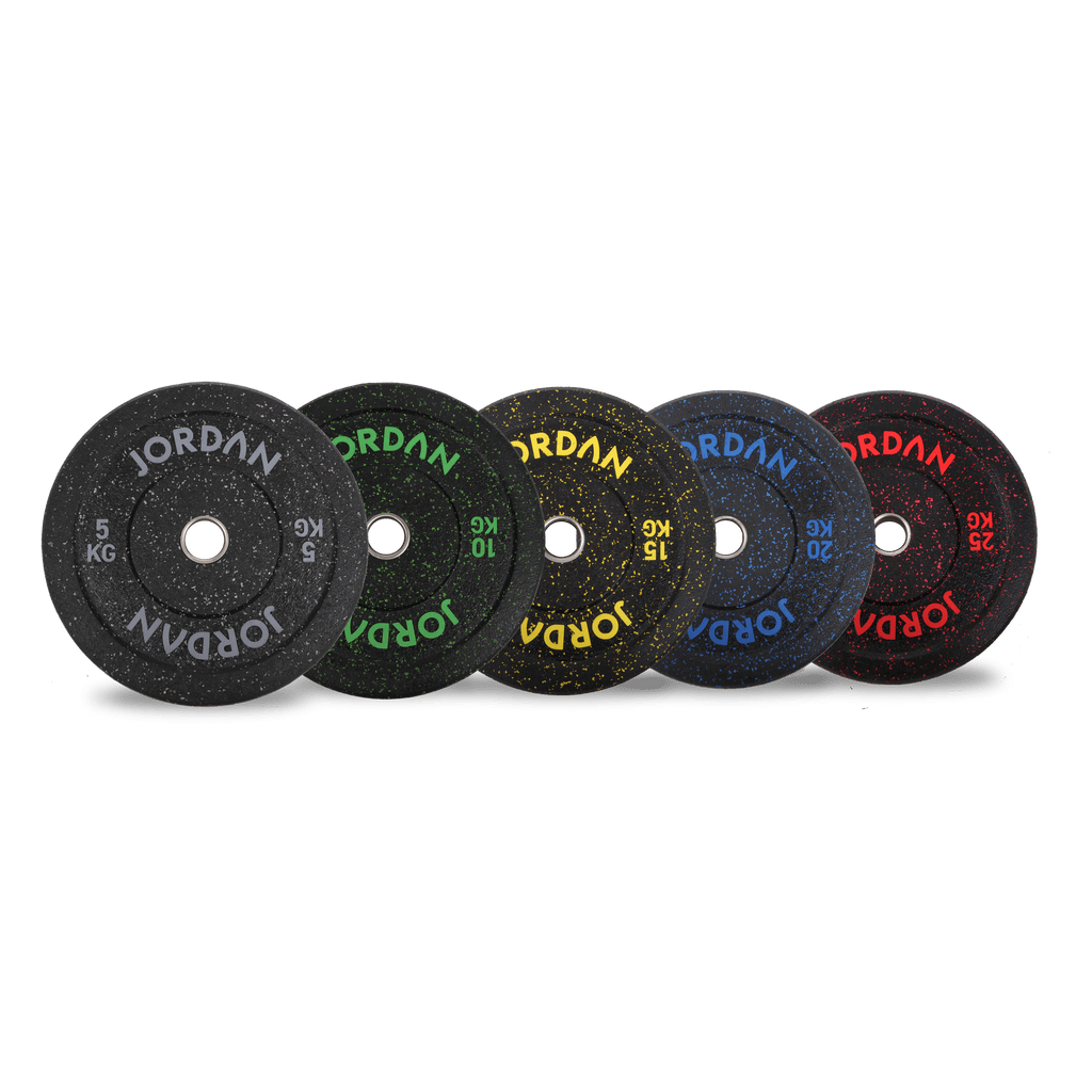 JORDAN 150kg Black Rubber Bumper Plate Set - 2x5kg, 2x10kg, 2x15kg, 2x20kg, 2x25kg - Welzo