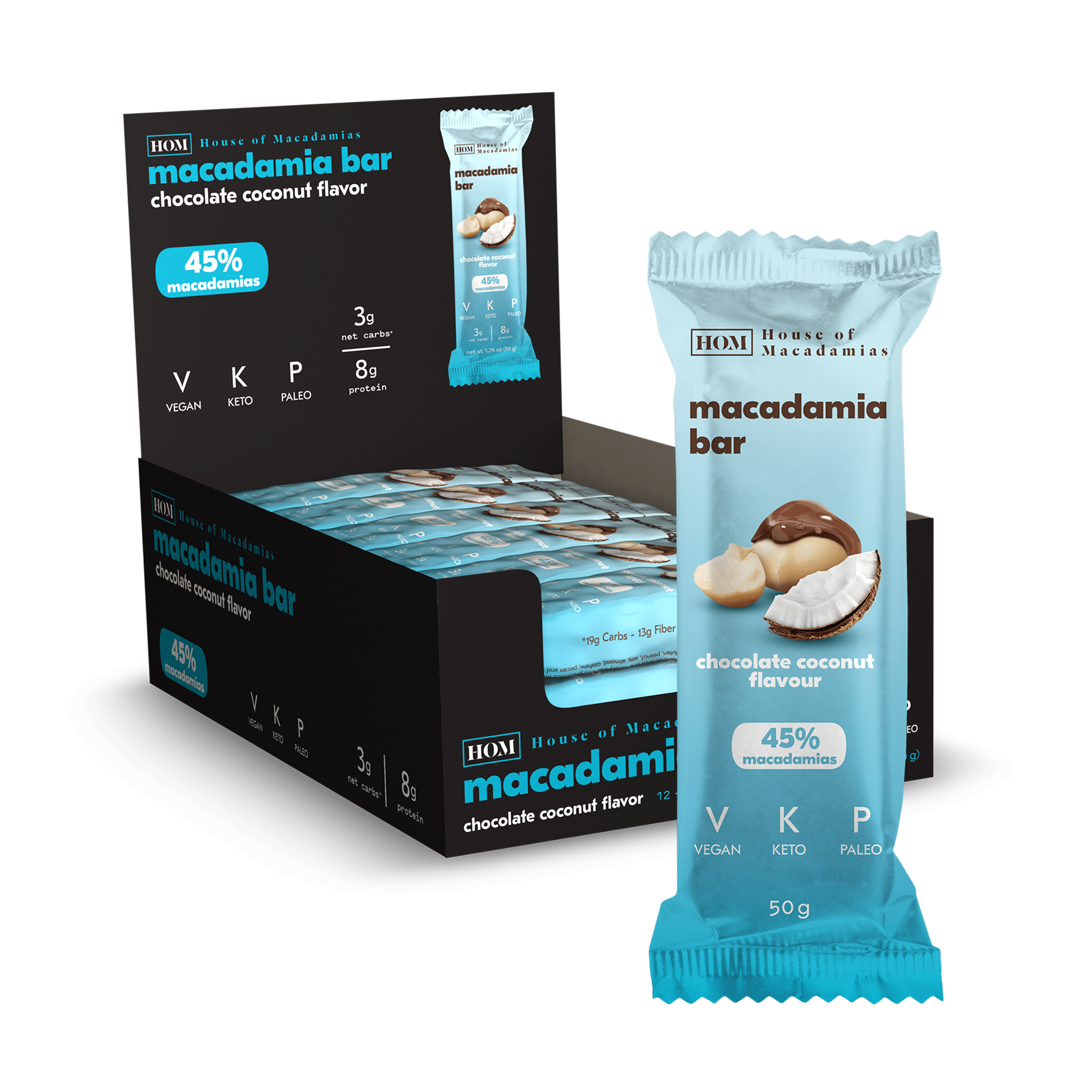 House Of Macadamia Macadamia Bar 12x50g Chocolate Coconut