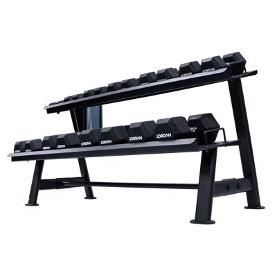 JORDAN 10 Pair, 2 Tier Hex Dumbbell Rack with Trays - Welzo