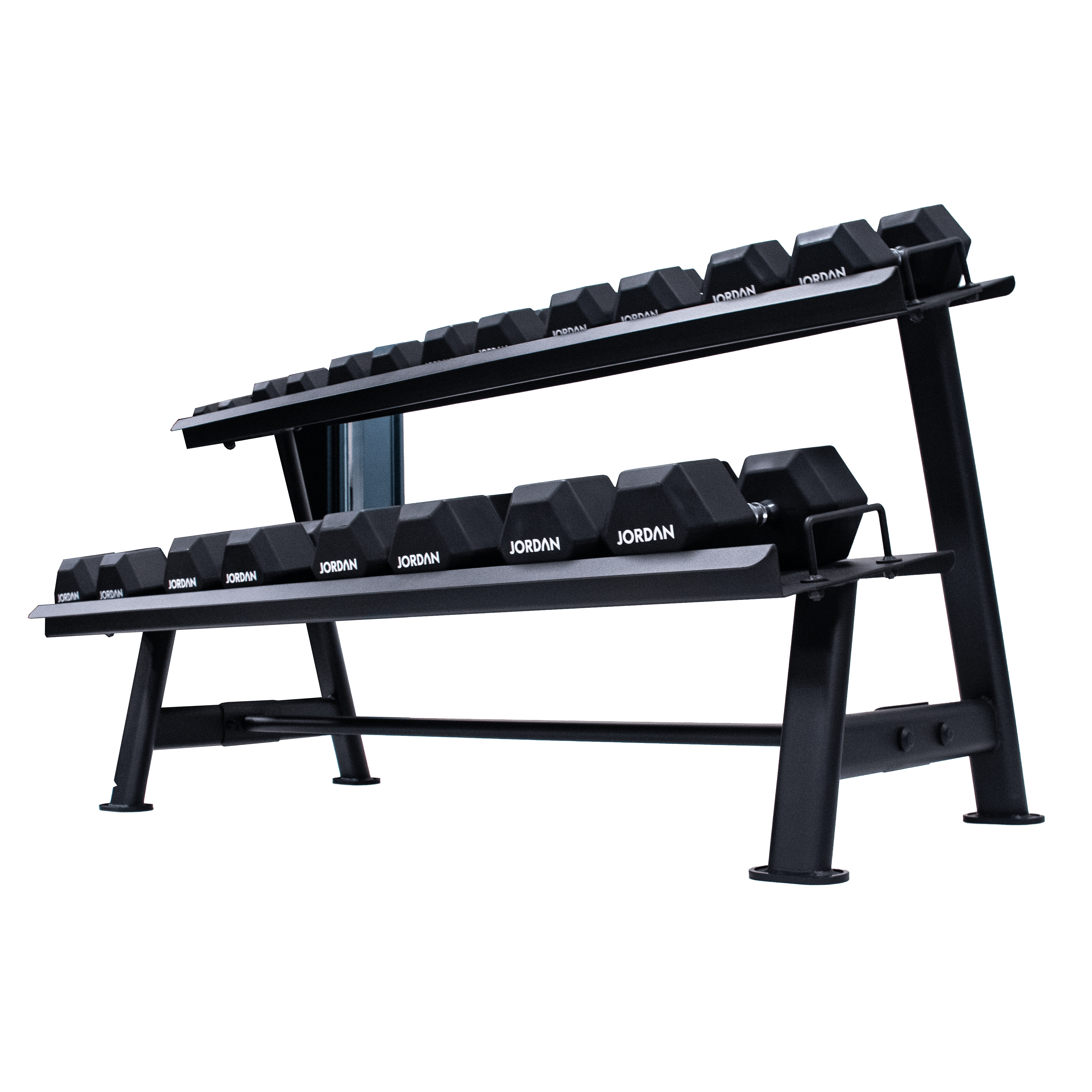 JORDAN 10 Pair, 2 Tier Hex Dumbbell Rack with Trays - Welzo
