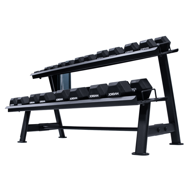 JORDAN 10 Pair, 2 Tier Hex Dumbbell Rack with Trays - Welzo