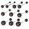 Jordan 10 - 45 kg Rubber Barbell (verhogingen van 5 kg / 10 balken) - rechte balk - Rood