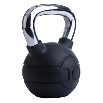 Jordan 10 kg zwarte rubber kettlebell met chrome handgreep (elk)