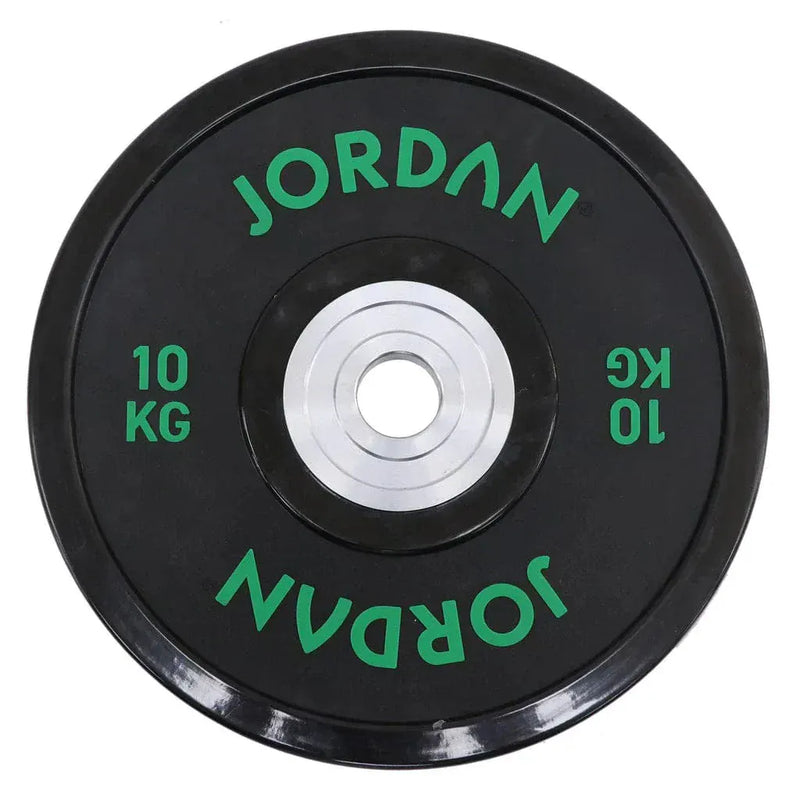 JORDAN 10kg Urethane Competition Plate - Black with Green text