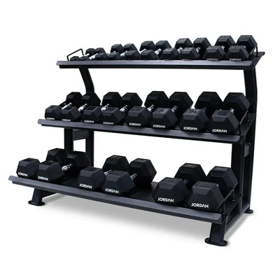 JORDAN 12 Pair, 3 Tier Hex Dumbbell Rack with Trays